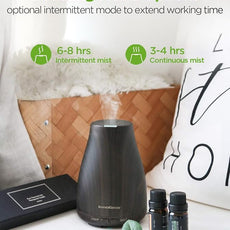 InnoGear Essential Oil Diffuser with Oils, 100ml Aromatherapy Diffuser with 6 Essential Oils Set, Aroma Cool Mist Humidifier Gift Set, Dark Wood Grain