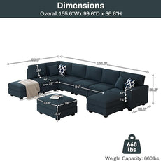 Legend Vansen Modular Sectional Sofa U Shaped Couch with Ottoman Modern Reversible Corner Sectional Couch for Living Room (Charcoal, U Shaped Sofa-4)