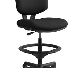 HON Volt Standing Desk Chair, Fabric Home Office Chair with Foot Rest, Armless, Ergonomic Recline and Center Tilt, for Computers, Offices, Work, Black