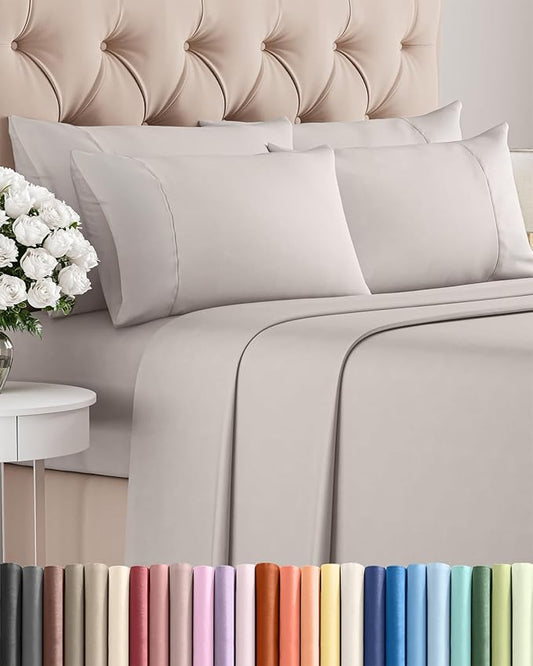 Cal King 6 Piece Sheet Set - Cooling and Breathable Bed Sheets - Hotel Luxury Bed Sheets for Women, Men, Kids and Teens - Deep Pockets - Easy Fit - Soft and Wrinkle Free - Cal King Denim Blue Sheets