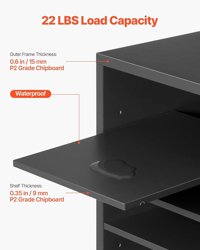 VEVOR Literature Organizer, 24 Compartments Office Mailbox with Adjustable Shelves, Wooden Mailbox Sorter Medium Density Fiberboard Office Home Classroom Storage for Files, Documents, Papers, Grey