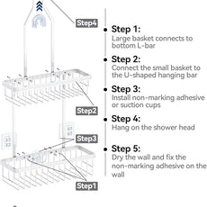 YASONIC Shower Caddy Hanging, Never Rust Shower Organizer Hanging, Aluminum Shower Racks for Inside Shower with Hooks for Razor, Bathroom Organizers and Storage with Soap Holder, White