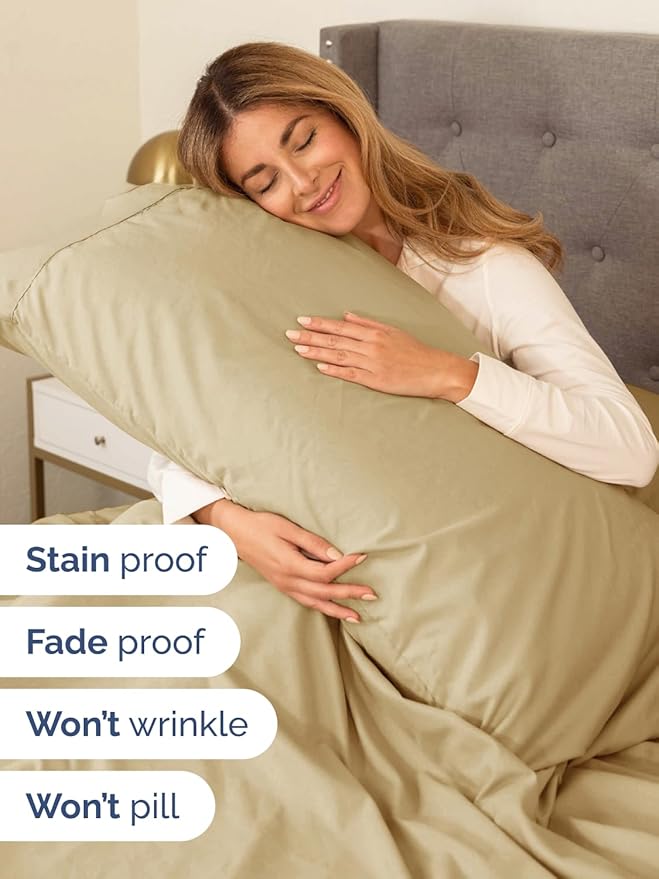 Extra Deep Pocket Split King Sheets - 5 Piece Breathable & Cooling Bed Sheets - Hotel Luxury Bed Sheet Set - Soft, Wrinkle Free & Comfy - Easily Fits Extra Deep Mattresses - Deep Pocket Beige Sheets