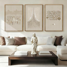 BINCUE Extra Large Jesus Wall Art Framed Jesus and Lamb Wall Painting for Living Room Bedroom Church Decor 24x36 Inch 3 Piece