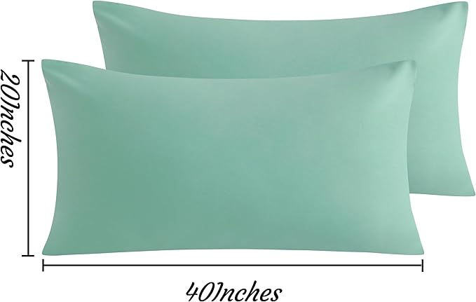 NTBAY King Pillow Cases Set of 2, 2 Pack Brushed Microfiber 20x40 Pillow Cases, Soft, Wrinkle, Fade, Stain Resistant Mint Green Pillow Cases with Envelope Closure, 20x40 Inches, Mint Green