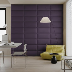 Purple Faux Leather Headboard for Queen Bed - 6-Panel Peel & Stick Wall-Mount or Freestanding Design, 24x12-Inch Upholstered Panels