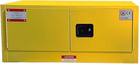 koxuyim Industry Safety Cabinet, 2 Door Fire Cabinets, 18" x 43" x 18", 12 Gallon Manual Close Piggyback Flammable Storage, 18 Gauge Steel, Yellow (18" x 43" x 18")
