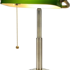 LINNMON Bankers Desk Lamp, Green Retro Lamp, Vintage Lamp with Pull Chain Switch for Home Office (Brass+Green)