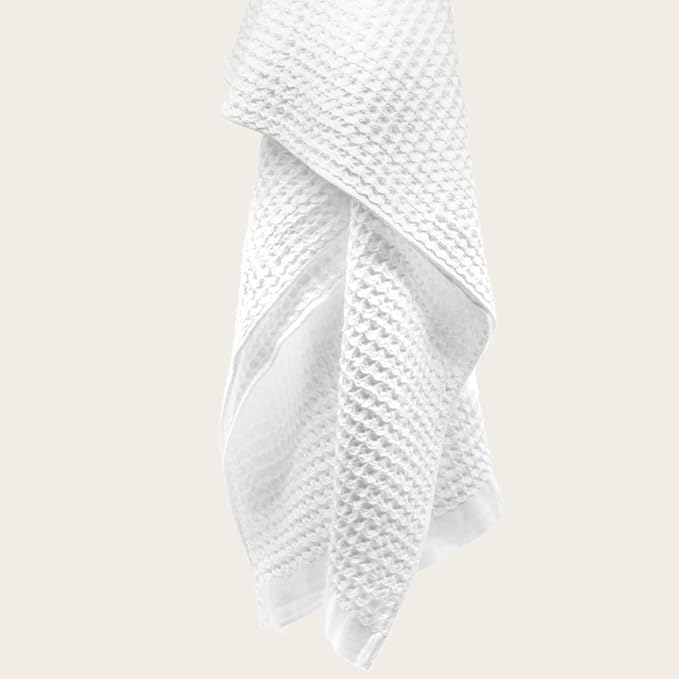 Italic Sedona Waffle Bath Towels, 410 GSM 100% Cotton, Set of 2, Soft, Quick-Drying & Lightweight Waffle Weave Towels, White
