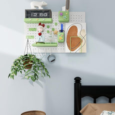 Metal Pegboard Kit — Carbon Steel Pegboards with 26 Accessories, Pegboard Wall Organizer for Home, Office, Study Room, Kitchen, Craft Room & Gaming Setup— 24″ × 16″ White Peg Board