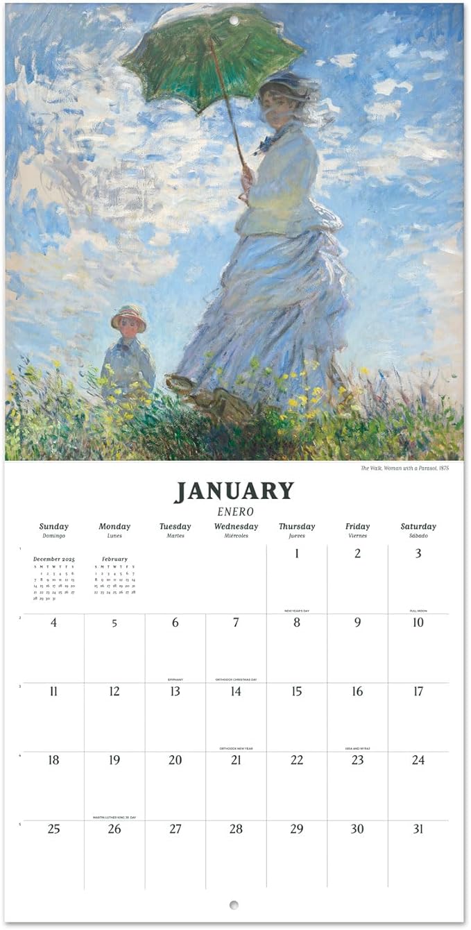 Monet Wall Calendar 2026 12" x 12" FSC® Plastic Free - Starts Week On Sunday | Family Planner Art Calendar 2026