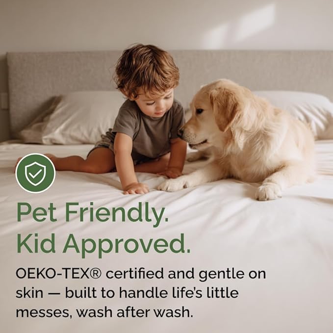 Waterproof Cooling Mattress Protector - Mattress Cover Twin Size Bed - Viscose Made From Bamboo - Soft, Breathable, Noiseless & Washable - Fitted Sheet Style & All Round Protection - (39" x 75") White