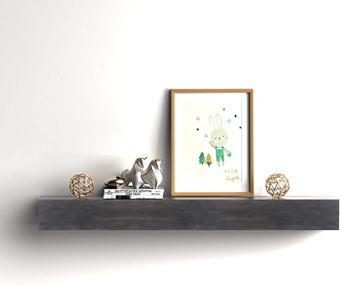 Fireplace Mantel Shelve, Solid Wood Baked Finish Wall-Mounted Floating Shelf for Over Fireplace, Handcrafted Floating Fireplace Mantels with Wooden Bracket, 60 x 8 x 6 Inches