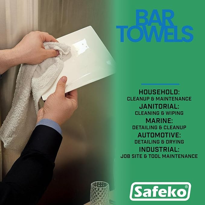 Cotton Terry Bar Towels – 100% Cotton, 16” x 19”, Highly Absorbent & Durable – 5 lbs Box