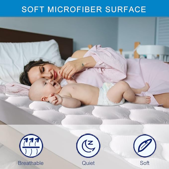 Full Size Quilted Fitted Waterproof Mattress Pad, Premium Hollow Material Filling Mattress Protector, Breathable, Quiet, Cooling, Machine-Washable Mattress Cover with 21” Deep Pocket