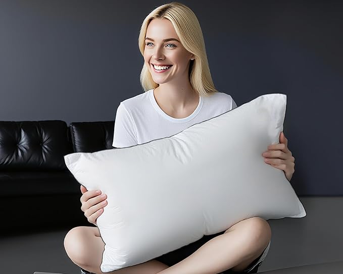 Canadian Goose Down Pillows Standard Size 80% Goose Down and 20% Goose Feathers,1440+ Fill Power White Down Pillow with 800 Thread Count Cotton Shell,Ultra Comfort Bed Pillows(White 20"x26" 1 Pack)