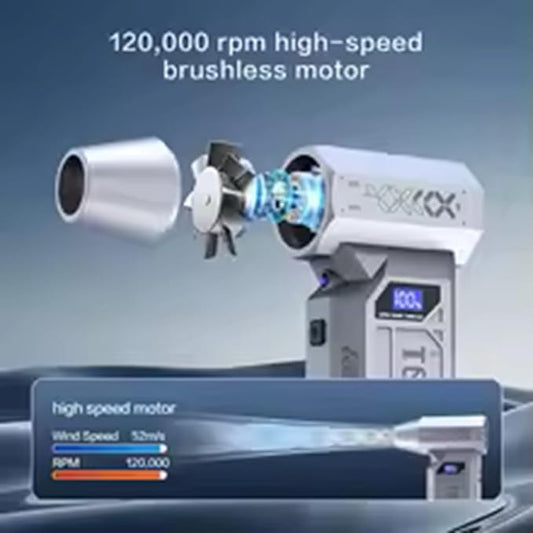 120,000 RPM Electric Blower Turbine Jet Fan Brushless Motor Rechargeable Type-C Interface Portable Keyboard and Car Vacuum Cleaner