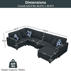 Legend Vansen Modular Sectional Sofa L Shaped Couch with Ottoman Modern Reversible Corner Sectional Couch for Living Room