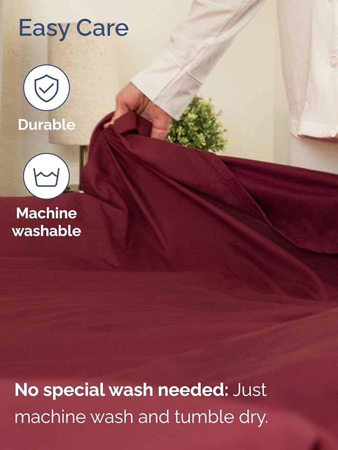 Extra Deep Pocket Split King Sheets - 5 Piece Breathable & Cooling Bed Sheets - Hotel Luxury Sheet Set - Soft, Wrinkle Free & Comfy - Easily Fits Extra Deep Mattresses - Deep Pocket Burgundy Sheets