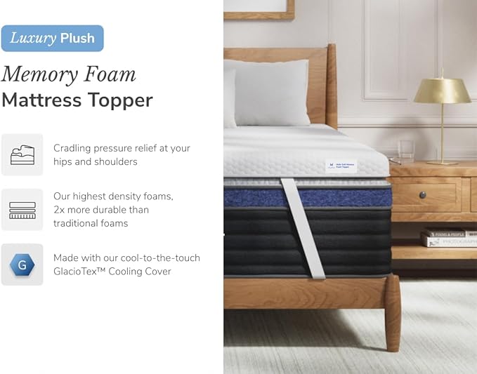 Helix Premium Memory Foam Mattress Topper with GlacioTex™ - Soft - Twin