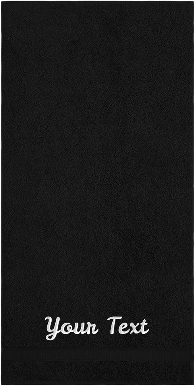 Personalized Bath Sheet Towels for Bathroom, Hotel, Spa, Pool, College Dorm, Super Soft, Highly Absorbent Turkish Cotton Monogrammed Oversized Towel 40" x 80" Extra Large Jumbo Bath Sheets, Black