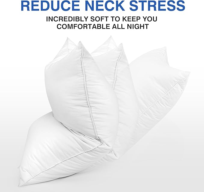 Goose Feather Pillow Queen Size Set of 2 - Soft and Firm Two Sides Optional, Down Hotel Bed Pillows for Sleeping, Fluffy Support Surround Fill Polyester for Back, Stomach, Side Sleepers