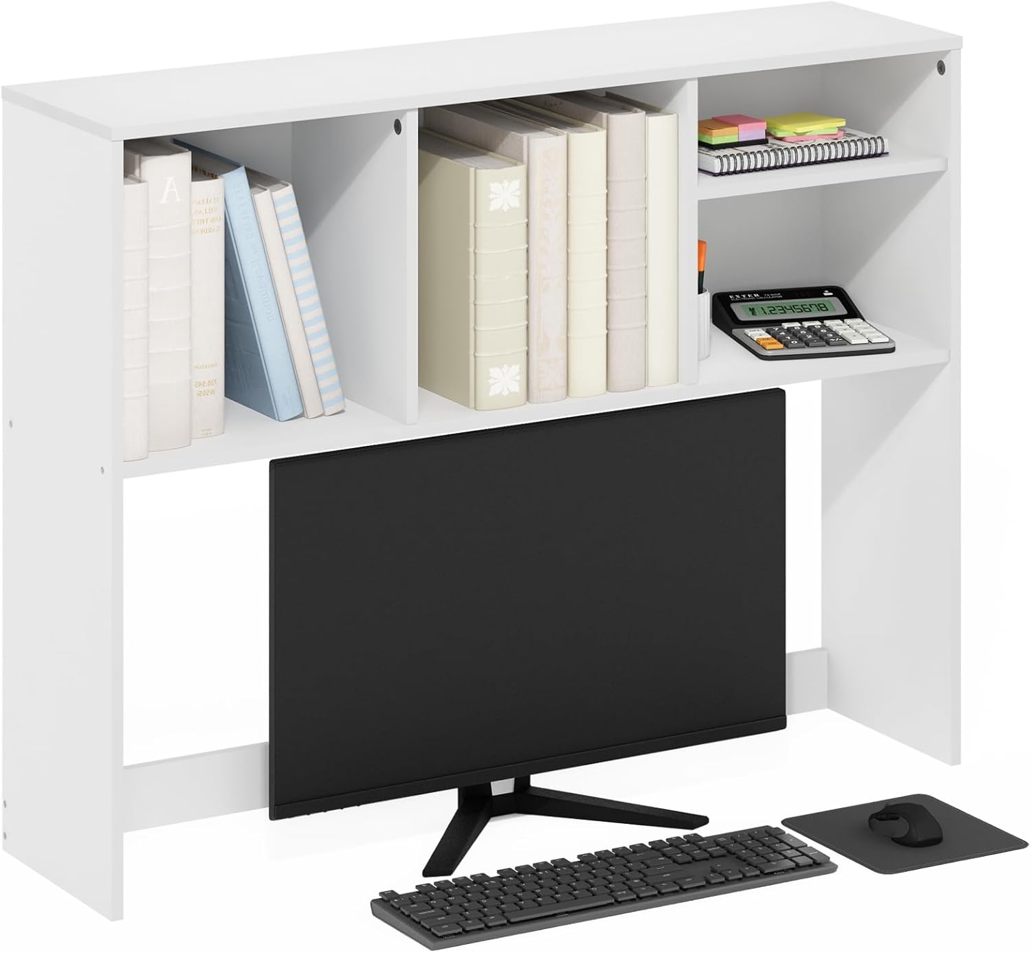 Furinno Classic Desk Shelf, 3-Shelf Desktop Hutch, Book Shelf, 3-Tier Desk Organzier, for Office Supplies, Office Desk Accessories, for Home Office, College, Dorm, White