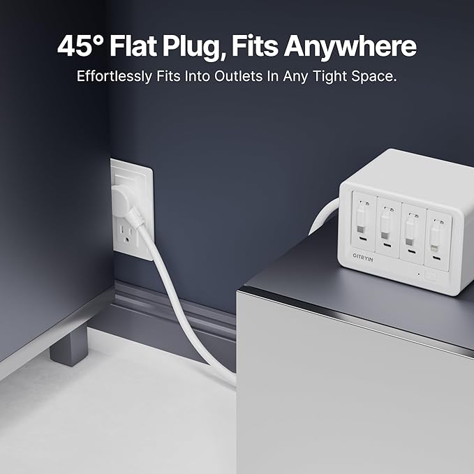 Gitryin 12-in-1 Desktop Charging Station with 3 Retractable Type-C Chargers and 1 Lightning Charger, 40W USB-C Power Strip with 33.5in Cable, Extension Cord with 1020J Surge Protection for Home Office