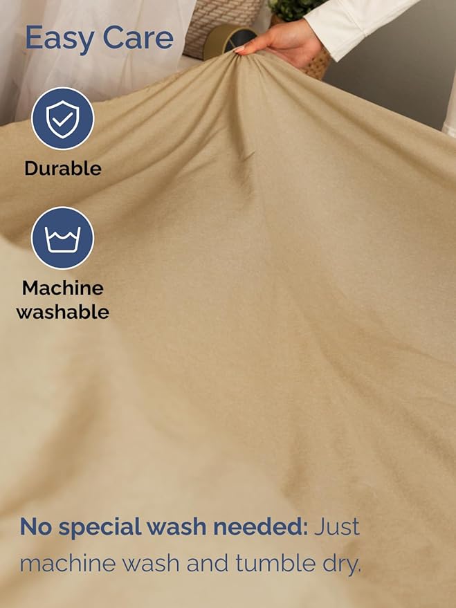 Extra Deep Pocket Cal King Sheets - 4 Piece Breathable & Cooling Bed Sheets - Hotel Luxury Bed Sheet Set - Soft, Wrinkle Free & Comfy - Easily Fits Extra Deep Mattresses - Heathered Tan Sheets Set