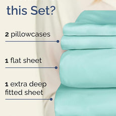 Extra Deep Pocket Queen Sheet Set - 4 Piece Breathable & Cooling Bed Sheets - Hotel Luxury Sheet Set - Soft, Wrinkle Free and Comfy - Easily Fits Extra Deep Mattresses - Deep Pocket Spa Blue Sheets