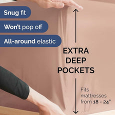 Extra Deep Pocket Queen Sheet Set - 4 Piece Breathable & Cooling Bed Sheets - Hotel Luxury Sheet Set - Ultra Soft, Wrinkle Free & Comfy - Easily Fits Extra Deep Mattresses - Deep Pocket Mauve Sheets