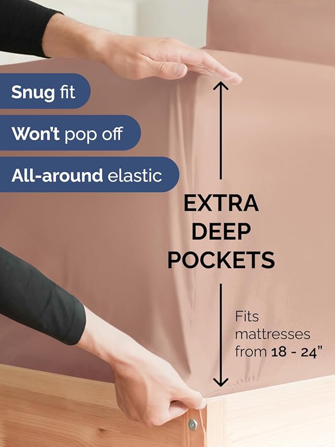 Extra Deep Pocket Twin Sheets - 3 Piece Breathable & Cooling Bed Sheets - Hotel Luxury Bed Sheet Set - Soft, Wrinkle Free & Comfy - Easily Fits Extra Deep Mattresses - Deep Pocket Mauve Sheets Set