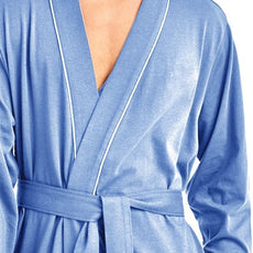 HOLOVE Men's Pure Cotton Bathrobe Lightweight Kimono and Hooded Spa Robes Soft Sleepwear
