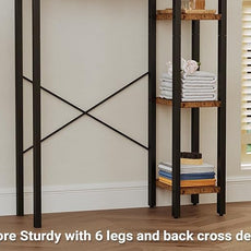 IRONCK Over The Toilet Storage with 8-Titer Shelf, Mass-Storage Side Storage Open Rack, Freestanding Bathroom Organizer Space Saver, for Bathroom, Restroom, Laundry, Vintage Brown