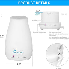 Diffuserlove Diffuser 2 Pack Essential Oil Diffuser 200ML Remote Control Ultrasonic Aromatherapy Diffuser Mist Humidifiers for Bedroom Office Yoga
