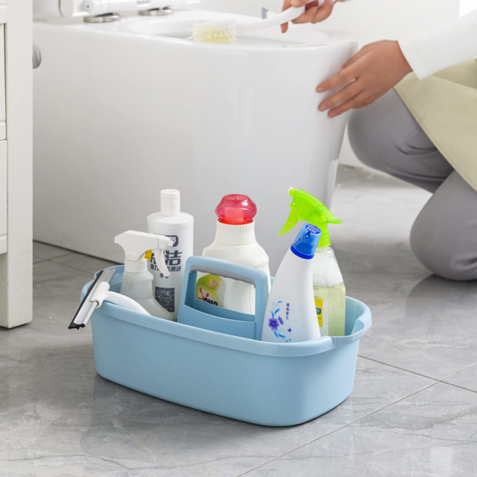 JiatuA Large Cleaning Supplies Caddy Portable Shower Basket Supply Organizer with Handle Plastic Bucket Tool Storage for Bathroom, Bedroom, Kitchen, College Dorm, Garden, Dark Gray Dormly