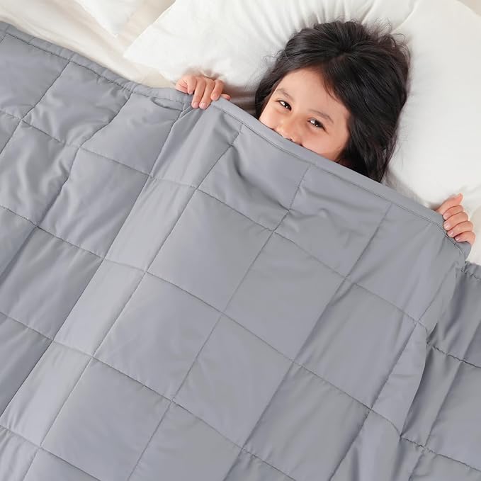 Topblan 5 lb Weighted Blanket, 36" x 48" Small Heavy Lap Blanket, Soft Microfiber, Glass Bead Filling for Calming, Washable, Grey
