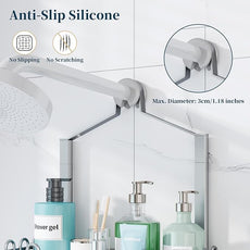 Consumest Shower Caddy Hanging – Rustproof Over Shower Head Hanger with Soap Holder and Hooks, Anti-Slip Shower Shelves for Storage, Bathroom Organizer for Apartment, Dorm, Silver