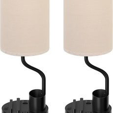 Bedside Table Lamps for Bedroom Set of 2 - Nightstand Light with AC Outlet and USB A & C for Charging, 3 Color Temperatures, Study Desk Lamp with Pen Holder & Phone Stand for Living Room/Dorm/Office