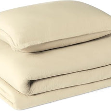 Amazon Basics Brushed Microfiber Comforter Set, Extra Soft with Natural Texture, 2-Piece, Twin/Twin XL, Beige