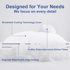 Premium Pillows Queen Size Set of 2, Fluffy and Supportive 7D Down Alternative Bed Pillows, Luxury Soft Hotel Quality Gusseted Pillow for Side Back Stomach Sleepers, Relief Neck Head and Shoulder Pain