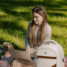 MATEIN 17.3 Inch Womens Laptop Backpack, Water Resistant Work Business Backpack with Multiple Pockets Fits 17 Inch Computer Notebook, Spacious Commute Bag TSA Approved and Comfortable, Beige Brown