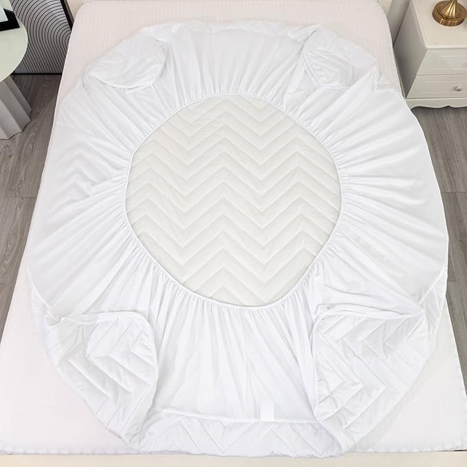 Quilted Waterproof RV Short Queen Mattress Protector Pad for 60 x 75 Bed Fitted Sheet Style Deep Pocket Matress Cover RV Queen