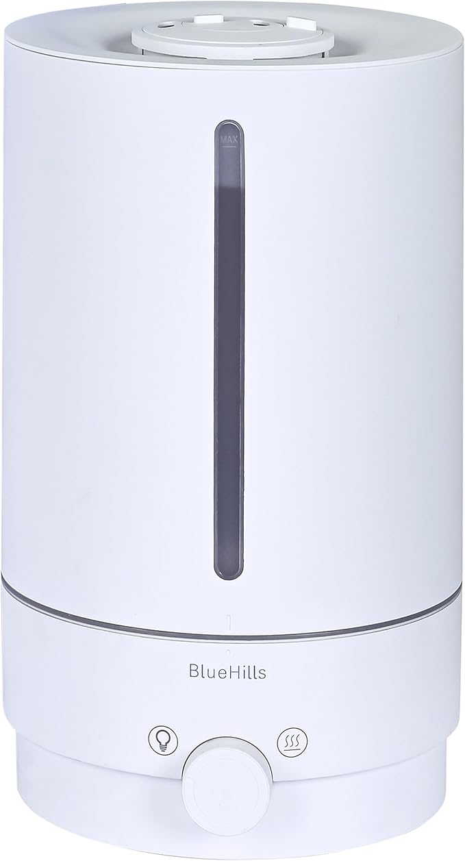 BlueHills Premium 5000 ML XL Cool and Warm Mist Ultrasonic Diffuser Humidifier Large Room Huge Coverage Area 5 Liter Big Capacity High Output 50 Hours Long Run Time Essential Oil Diffuser White W501