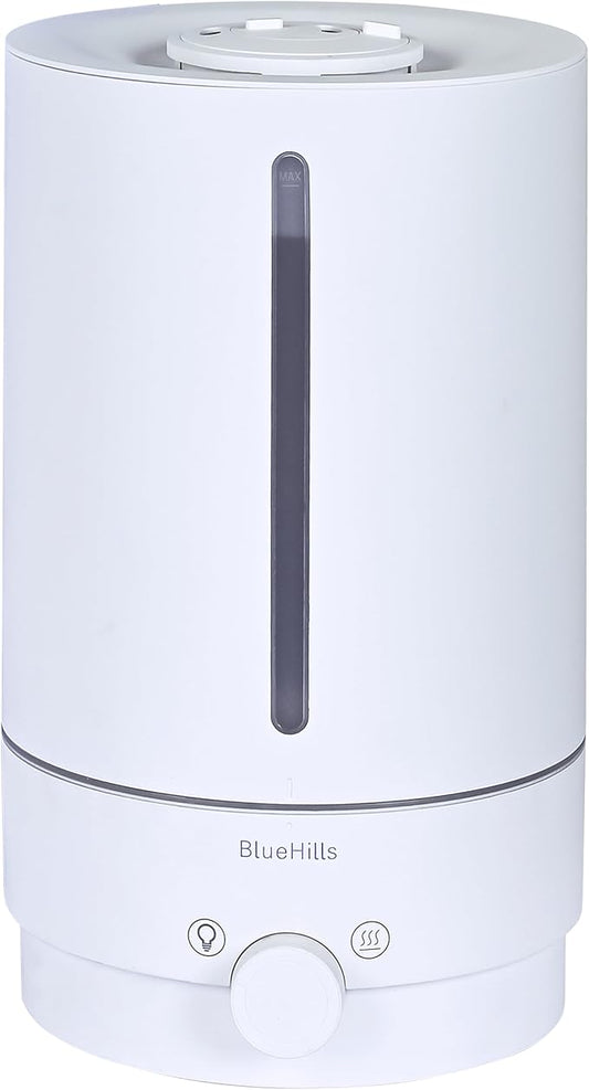 BlueHills Premium 5000 ML XL Cool and Warm Mist Ultrasonic Diffuser Humidifier Large Room Huge Coverage Area 5 Liter Big Capacity High Output 50 Hours Long Run Time Essential Oil Diffuser White W501
