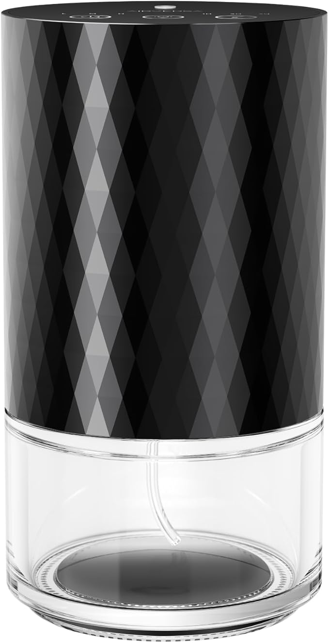 Airversa Waterless Diffuser Essential Oil 100mL Capacity Scent Air Machine for Home Aromatherapy Premium Metal Nebulizer Battery Operated 3 Mist Settings 3 Countdown Timers Color Light AN5(Black)
