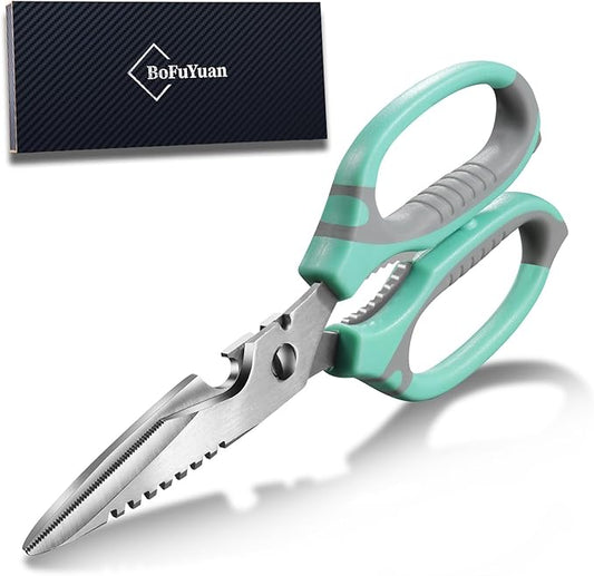Kitchen Scissors, 9-Inch Heavy Duty Multipurpose Food Cutting Shears, Detachable Dishwasher Safe, Sharp Serrated Blade, Ergonomic Non-Slip Handle for Food, Meat, Herbs, Green