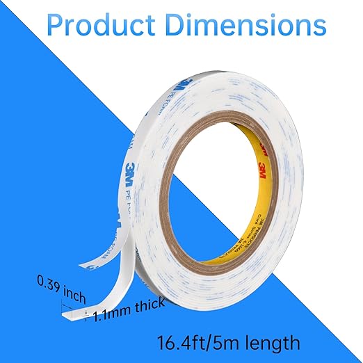 Double Sided Foam Tape | 0.39" x16.5Ft|3M Strong Adhesive Vibration Resistant Tape for Indoor/Outdoor Paint Wall Picture Hanging Poster|Free Damage Mounting Heavy Duty Foam Tape(0.39in/10mm x 16.5ft)