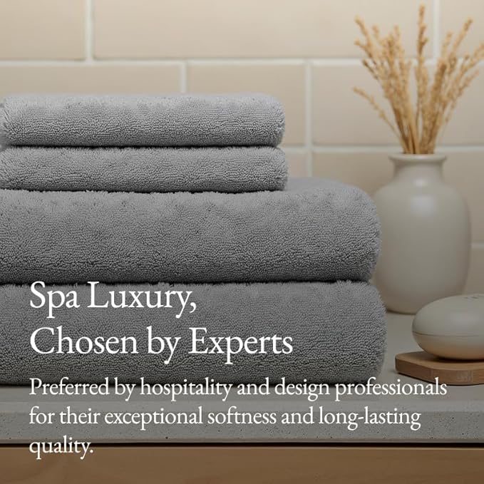 Italic Ultraplush Luxe 6 Piece Towel Set – 2 Bath Sheets, 2 Hand Towels, 2 Washcloths – 800GSM Soft, Highly Absorbent & Quick Drying, Resort Grade 100% Australian Cotton Towels (Light Gray)