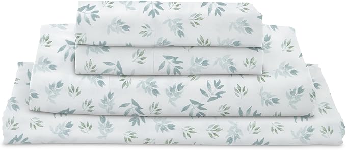 MyPillow Giza Dreams Bed Sheets, 100% Certified Giza Egyptian Cotton, Deep Pocket, Sateen Weave [Twin, Blue Green Floral]
